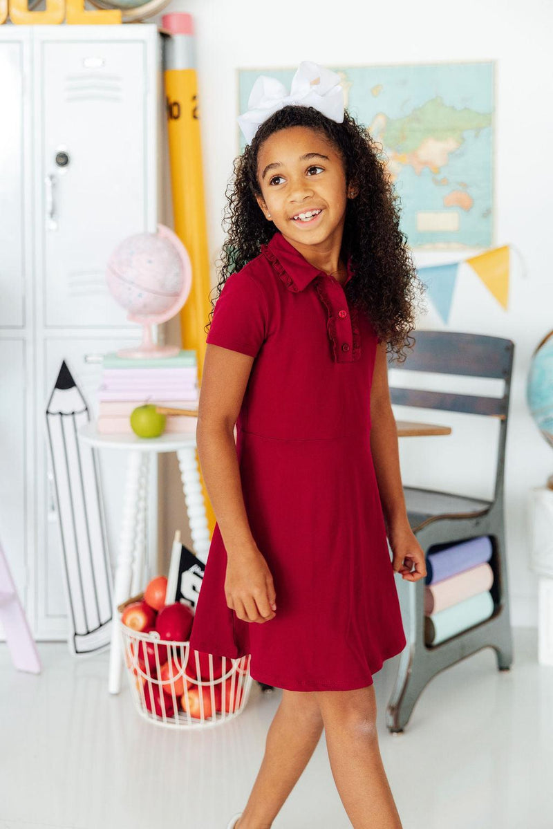 Burgundy S/S Polo Dress