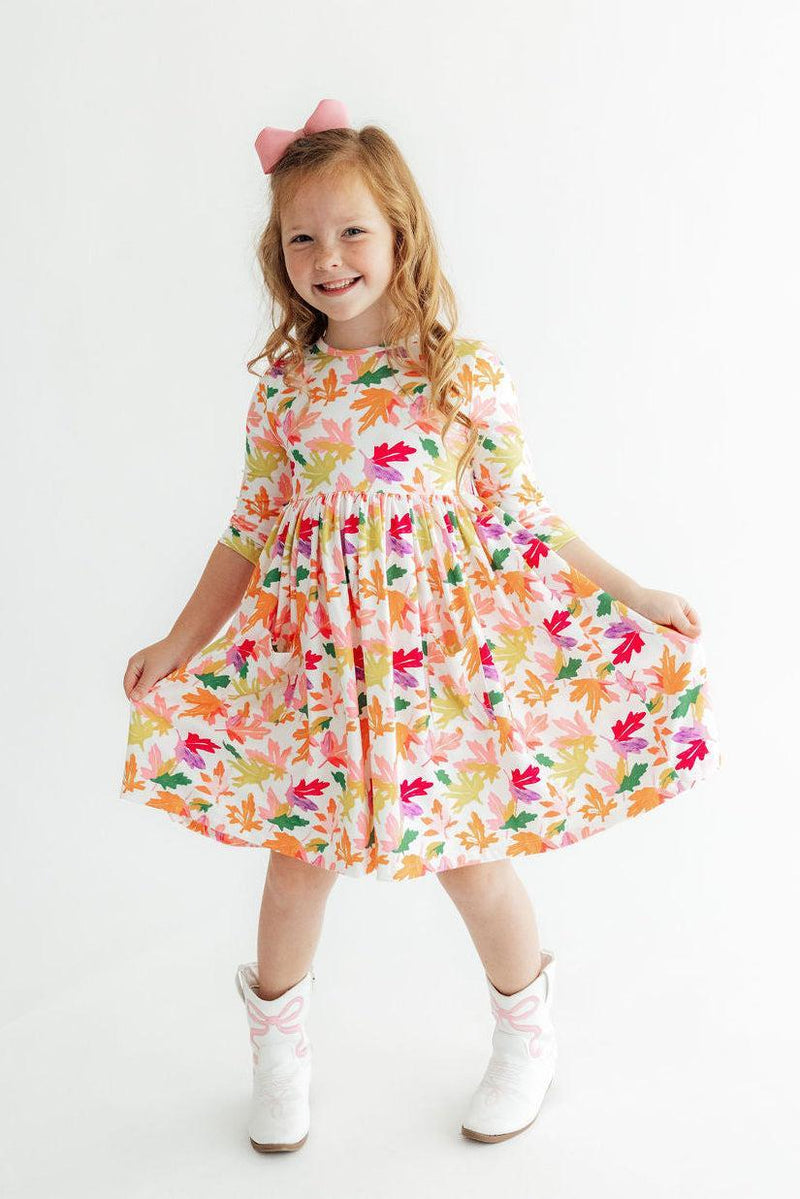 Falling Leaves 3/4 Sleeve Pocket Twirl Dress