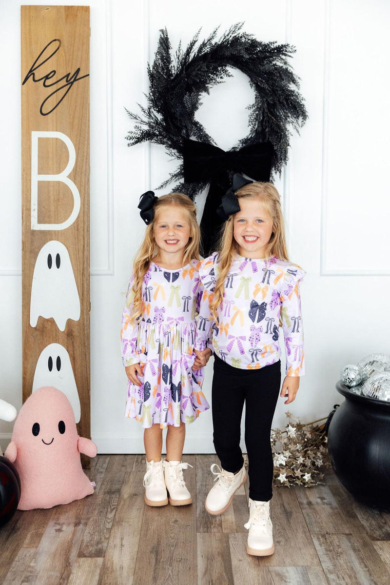 Tied with a Boo Lavender L/S Ruffle Tee