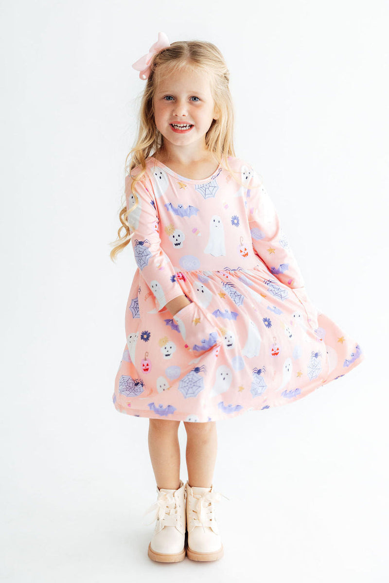 Spooky Sweetheart 3/4 Sleeve Pocket Twirl Dress