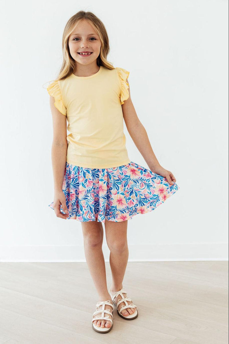 Watercolor Floral Ruffle Twirl Skort