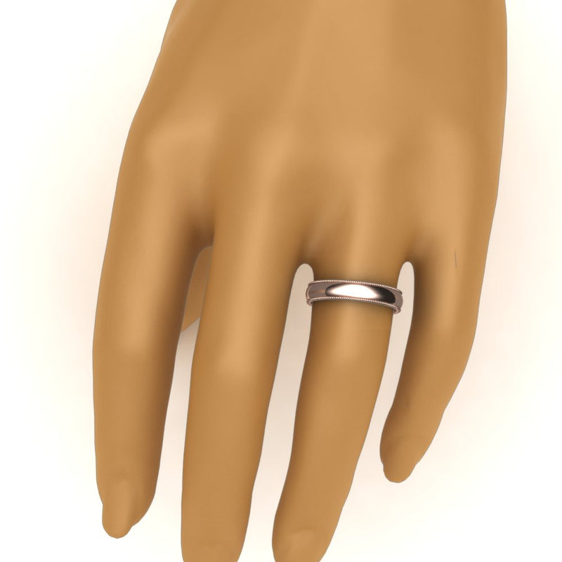 4 mm Comfort Fit Wedding Band Milgrain Edge