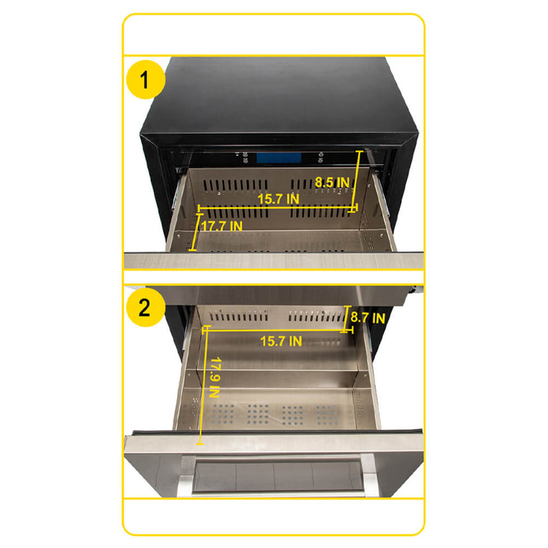 Small Double Drawer Stainless Steel Built-In Undercounter Beverage Refrigerator, 5.1 Cu.Ft. (SAK50273)