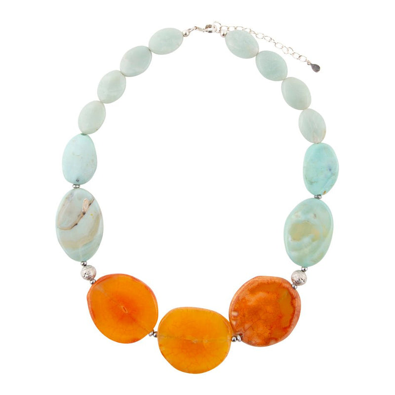 Minty Blue and Orange Nectar Necklace