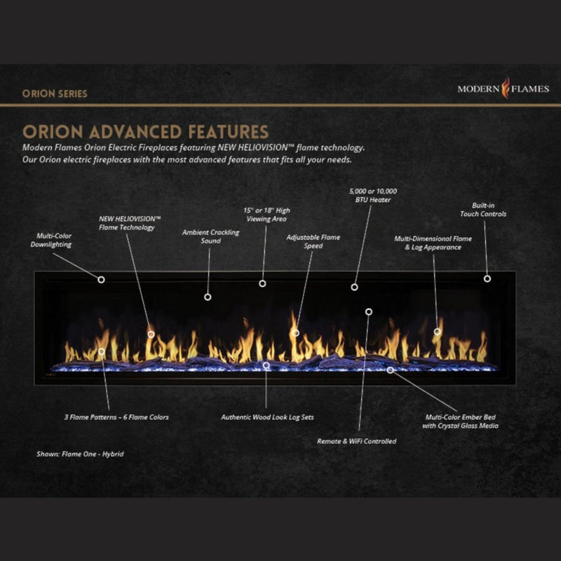 Modern Flames Orion Slim 60" Heliovision Single-Sided Electric Fireplace [OR60-SLIM] (SAK73157)