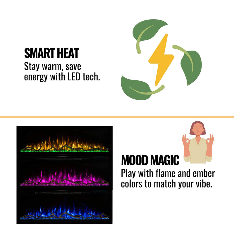 Modern Flames Spectrum Slimline 74" Built-In Linear Electric Fireplace [SPS-74B] (SAK73458)