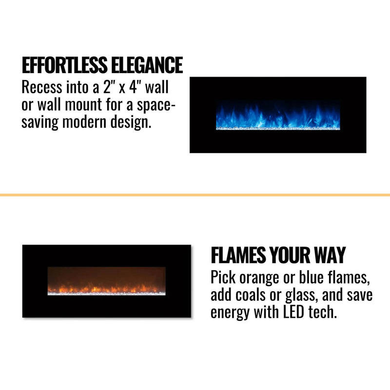 Modern Flames Ambiance Built-In Electric Fireplace With LED Flame Technology, 60" [AL60CLX2-G] (SAK12890)
