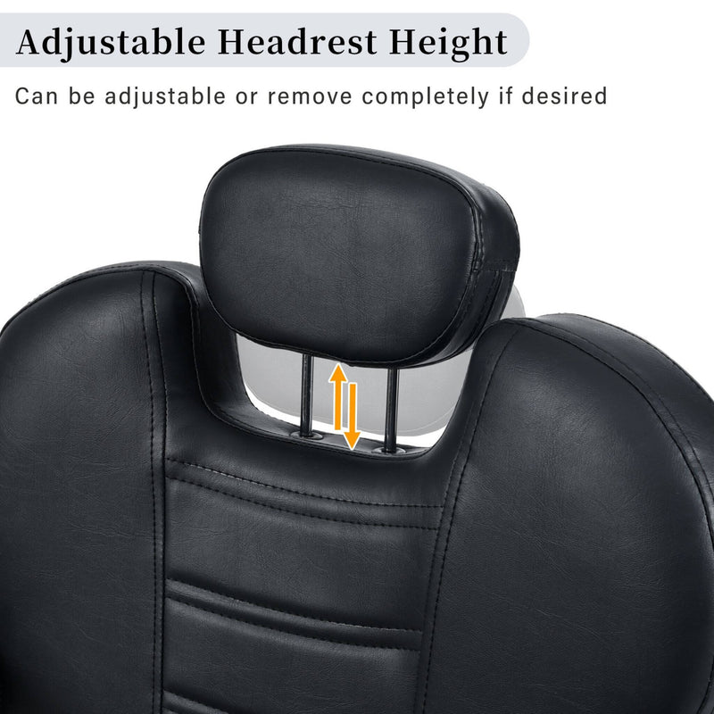 Modern Reclining Barber Chair With Adjustable Headrest And Hydraulic Pump (SAK62751)