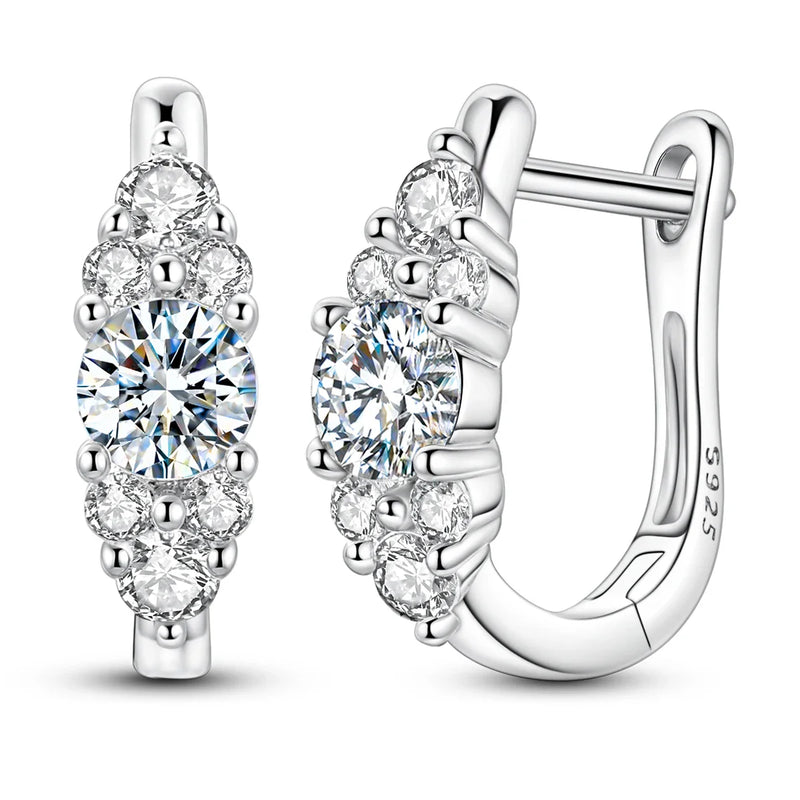 Moissanite 0.4ct 925 Sterling Silver Hoop Earrings For Women Fine Jewelry Gift