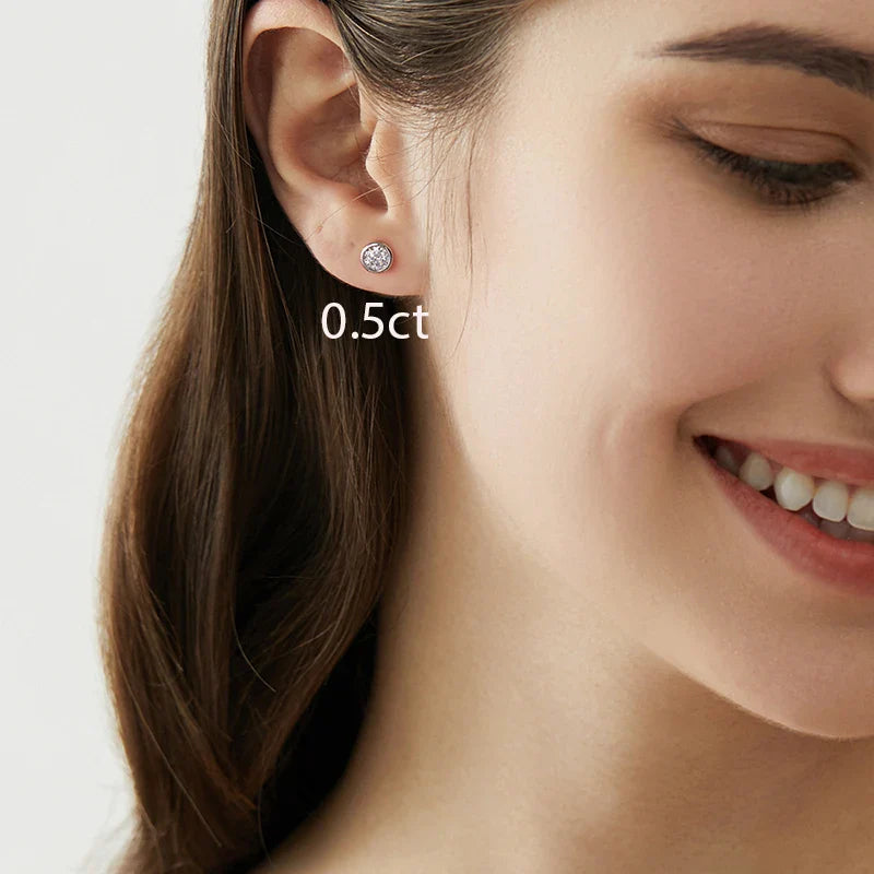 Moissanite 0.5-1ct Round Stud Earrings 925 Sterling Silver Wedding Jewelry