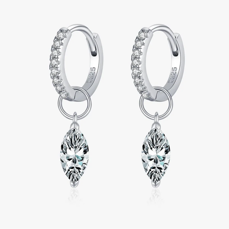 Moissanite 925 Sterling Silver Geometric Hoop Earrings For Women Fine Jewelry