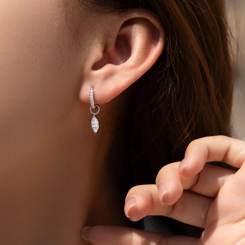 Moissanite 925 Sterling Silver Geometric Hoop Earrings For Women Fine Jewelry