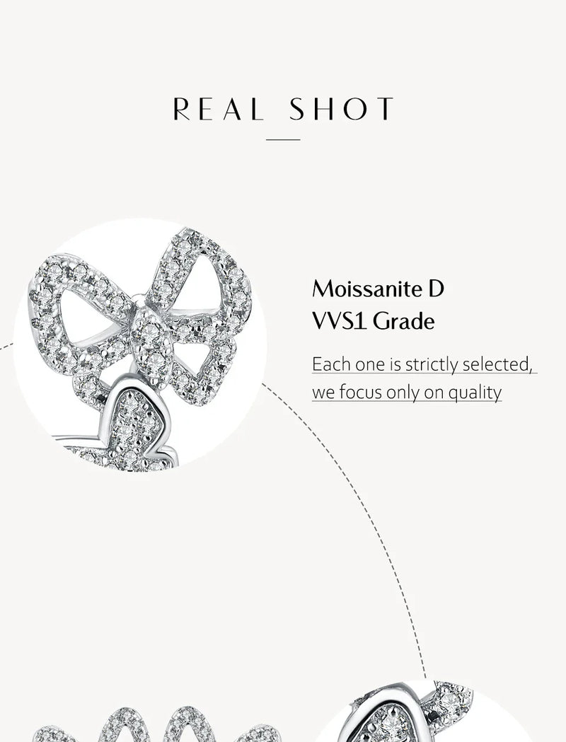 Moissanite Butterfly Stud Earrings 925 Sterling Silver Sparkle Wedding Jewelry