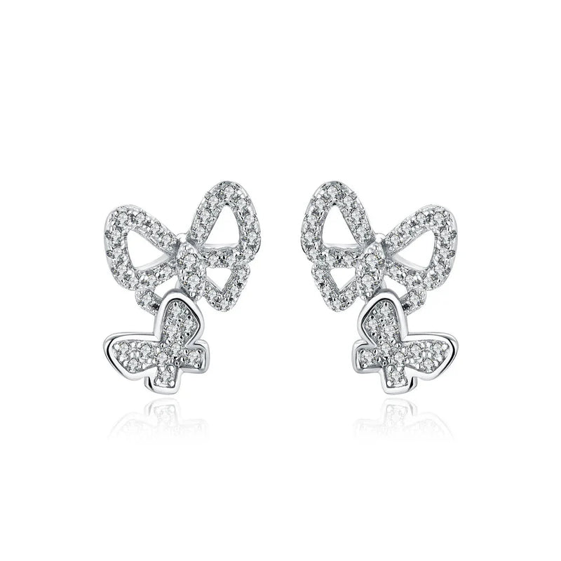 Moissanite Butterfly Stud Earrings 925 Sterling Silver Sparkle Wedding Jewelry