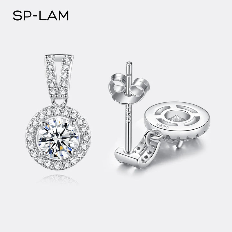 Moissanite Drop Earrings 925 Sterling Silver 1 Ct GRA Bridal Wedding Engagement
