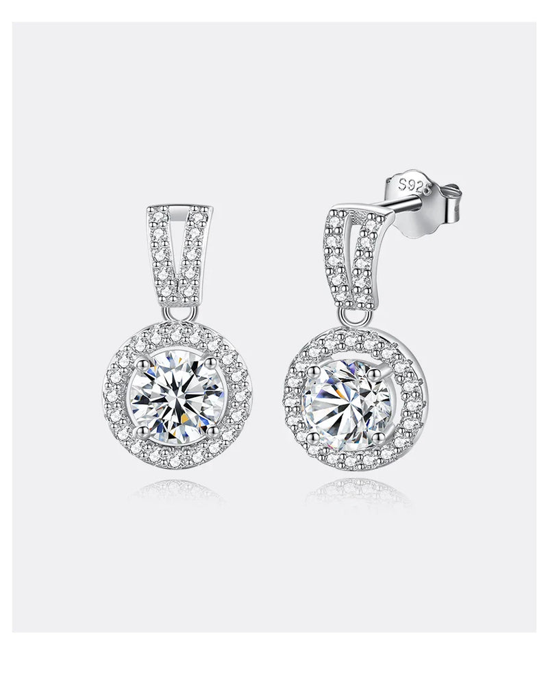 Moissanite Drop Earrings 925 Sterling Silver 1 Ct GRA Bridal Wedding Engagement