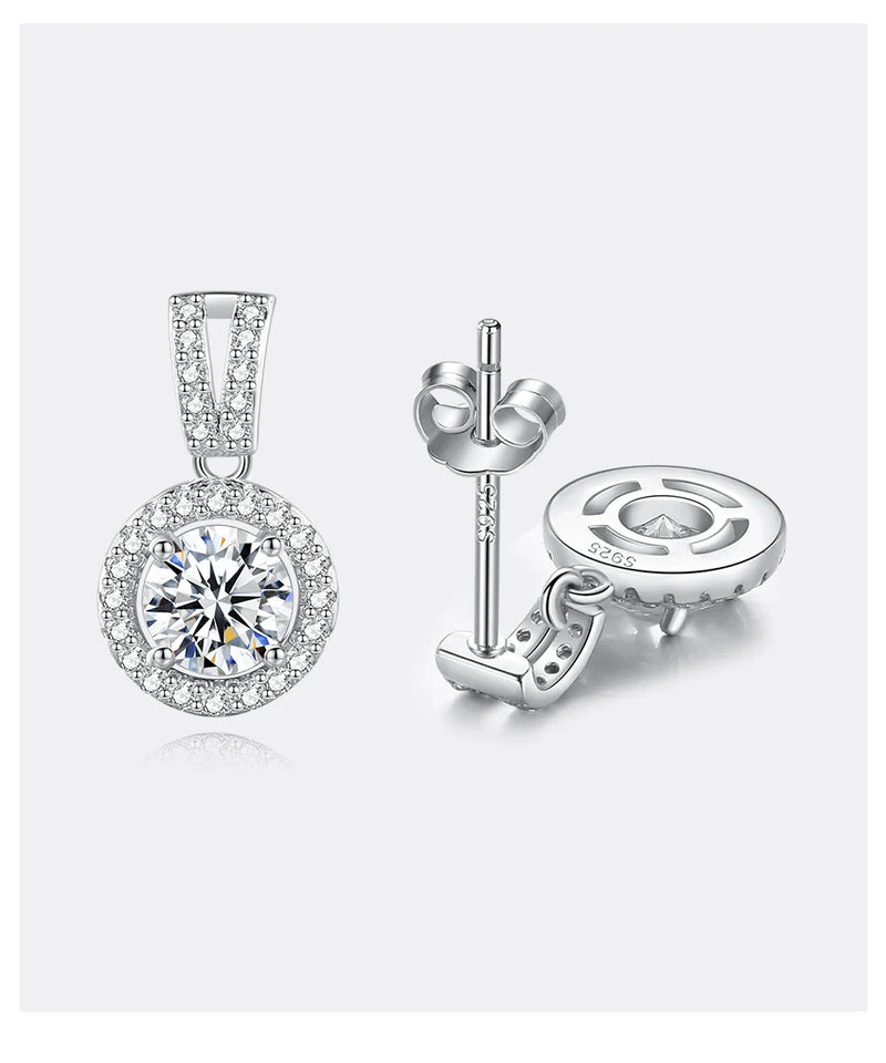 Moissanite Drop Earrings 925 Sterling Silver 1 Ct GRA Bridal Wedding Engagement