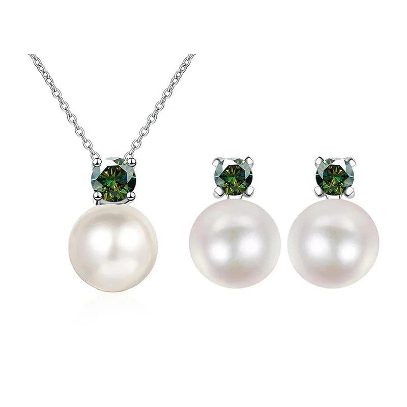 Moissanite Necklace Earrings Set Sterling Silver 925 Wedding Jewelry Gift