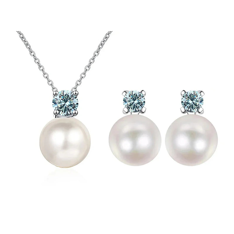 Moissanite Necklace Earrings Set Sterling Silver 925 Wedding Jewelry Gift