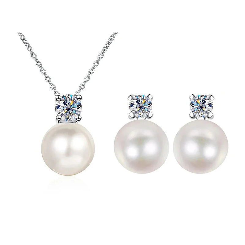 Moissanite Necklace Earrings Set Sterling Silver 925 Wedding Jewelry Gift