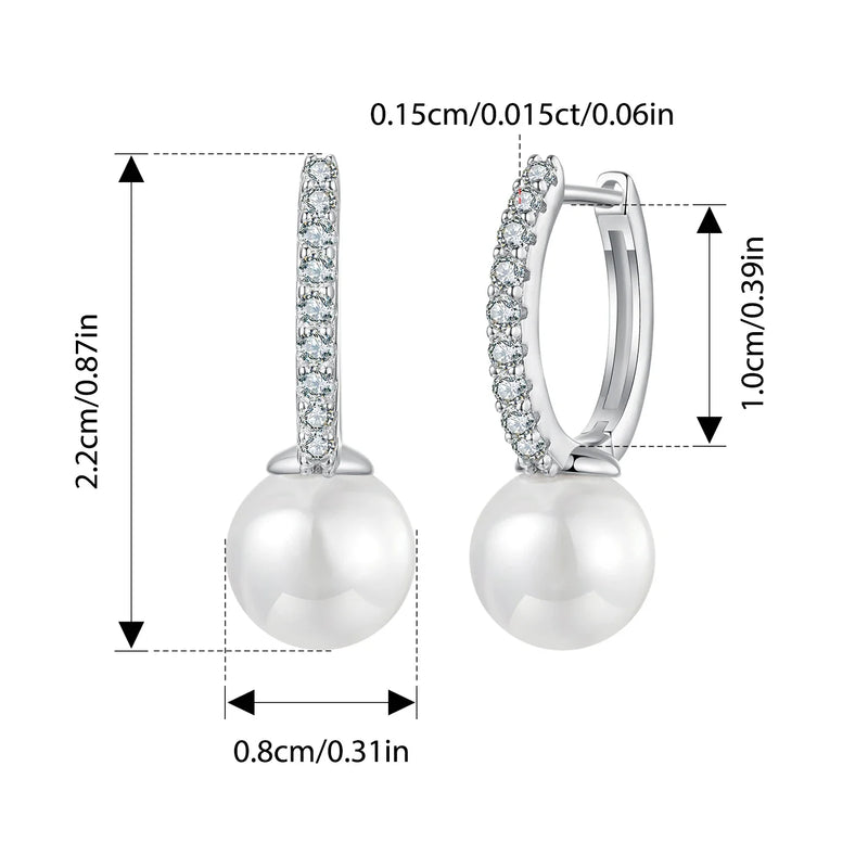 Moissanite Pearl Drop Earrings 925 Sterling Silver Shell Hoop Wedding Gift