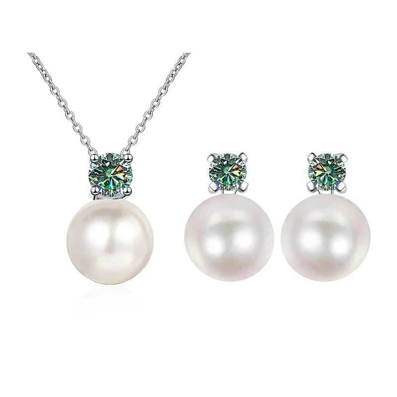 Moissanite Necklace Earrings Set Sterling Silver 925 Wedding Jewelry Gift