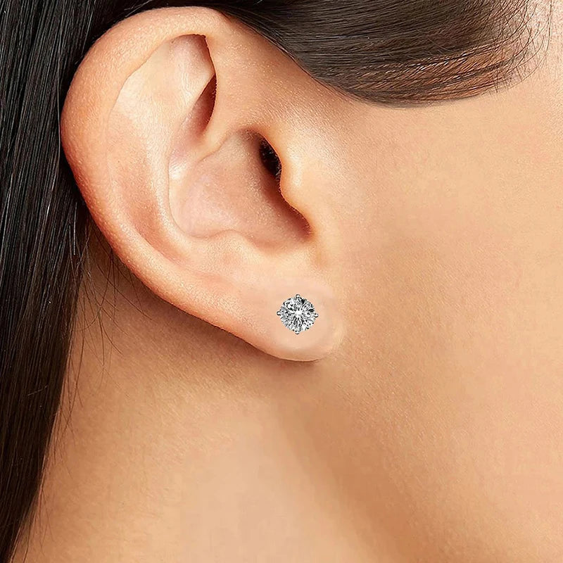 Moissanite Stud Earrings 0.3-2ct Round Certified 925 Sterling Silver Wedding