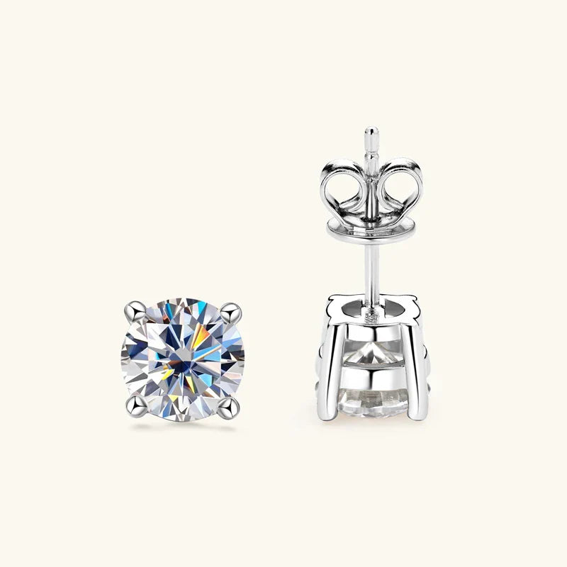 Moissanite Stud Earrings 0.3-2ct Round Certified 925 Sterling Silver Wedding
