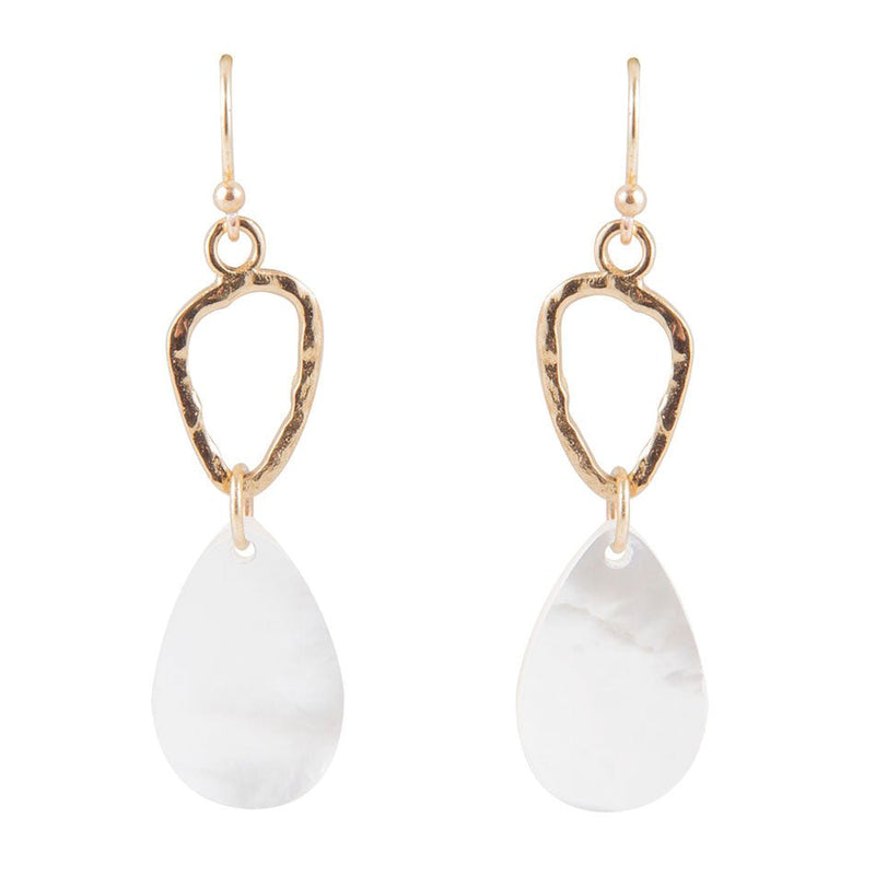 Mother of Pearl and Bronze Drop Earrings