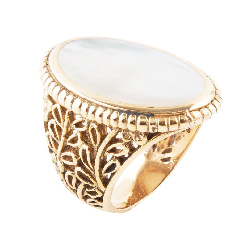 Mother of Pearl and Bronze Oval Ring