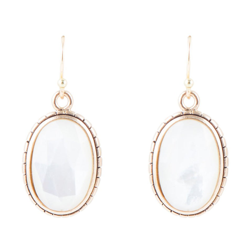 Mother of Pearl Faceted Oval Earring