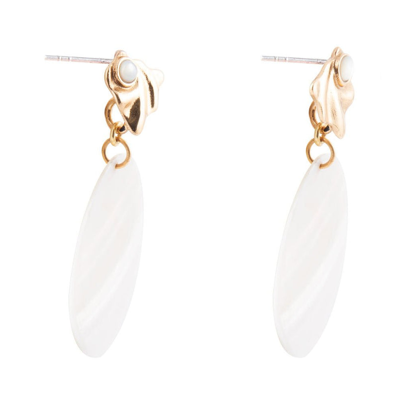 Mother of Pearl Slab Drop Earrings