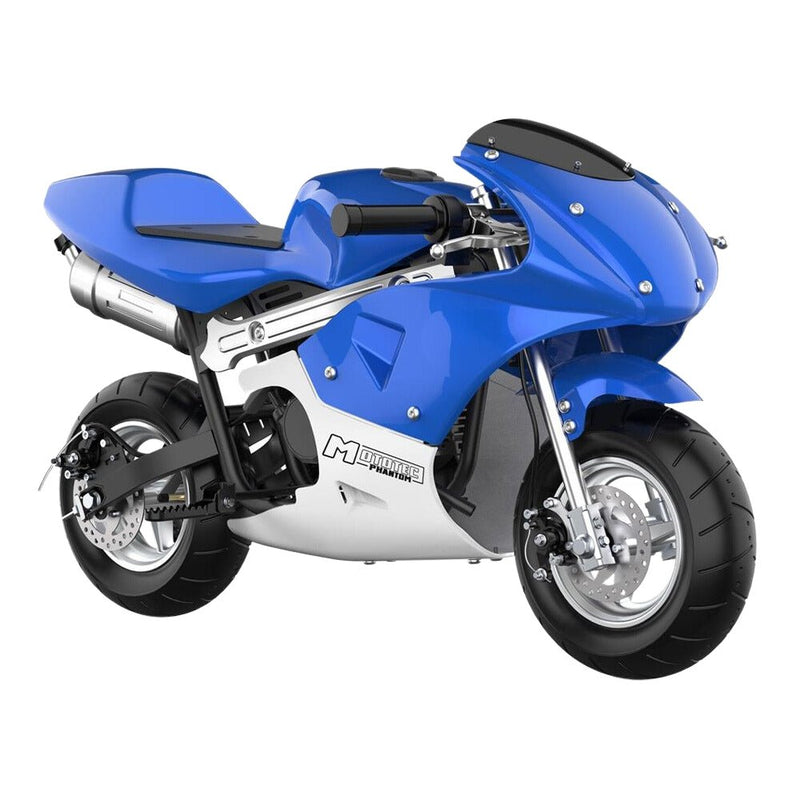 MotoTec Phantom 49CC Two-Stroke Gas Pocket Bike, Blue (96421375)