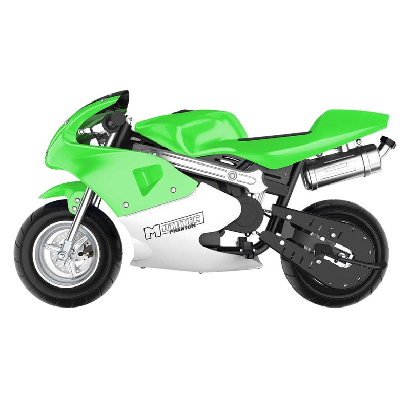 MotoTec Phantom 49CC Two-Stroke Gas Pocket Bike, Green (92461375)