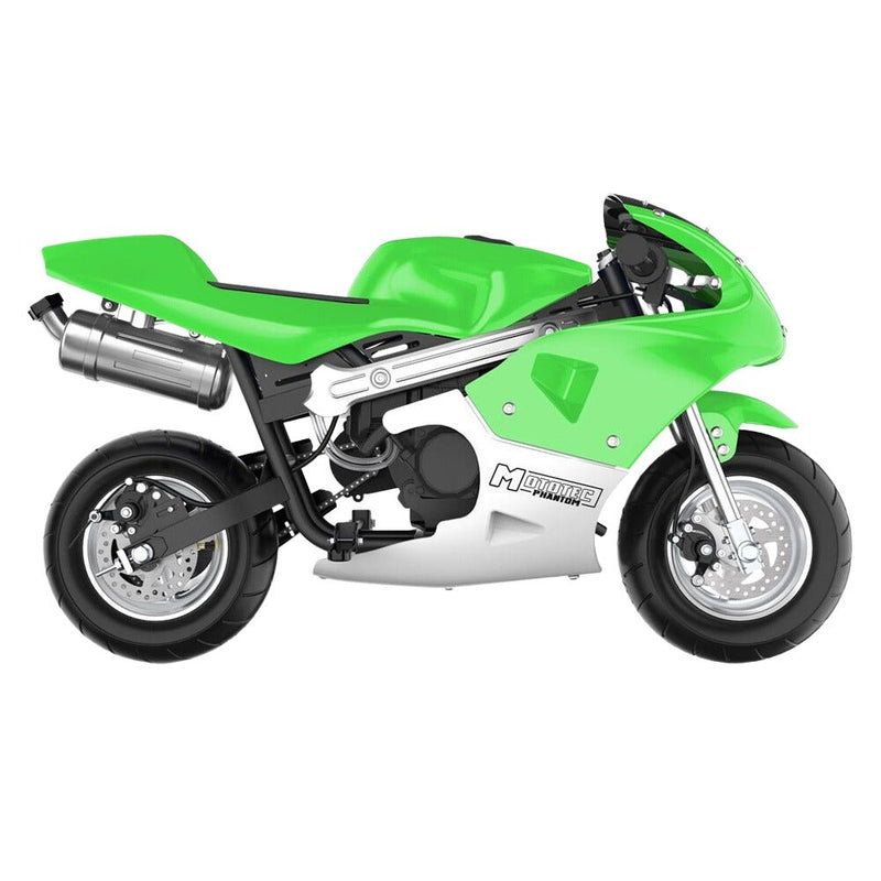 MotoTec Phantom 49CC Two-Stroke Gas Pocket Bike, Green (92461375)
