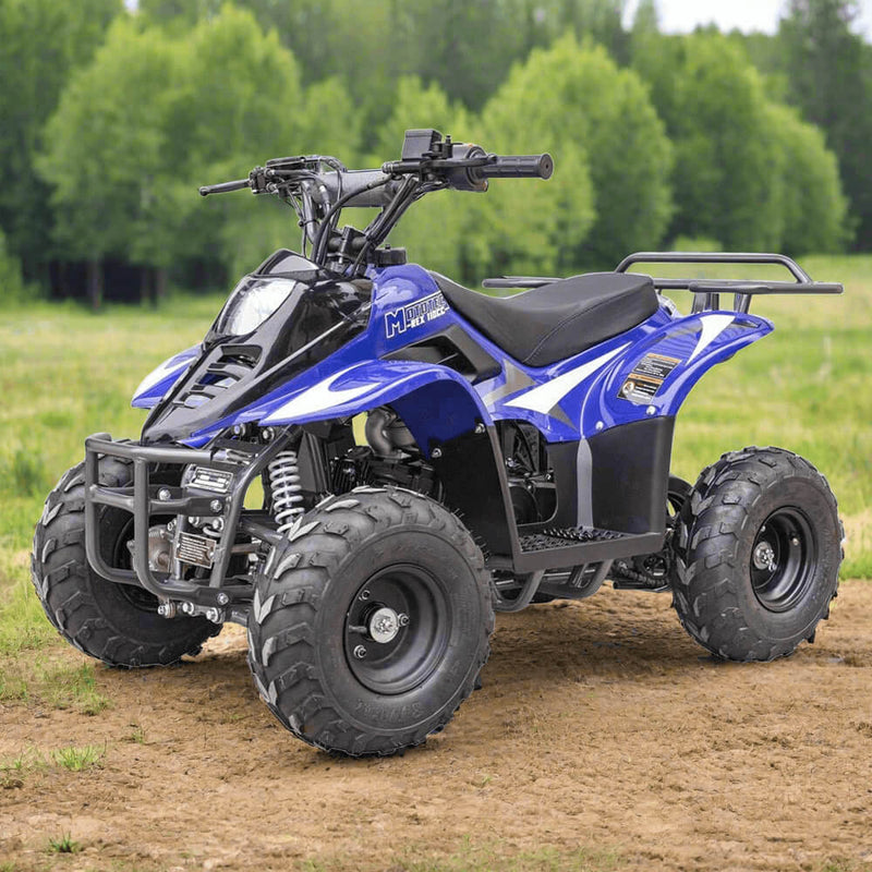 MotoTec Rex 110CC 4-Stroke Mini Kids 4 Wheeler Gas ATV Quad, Blue (91352842)