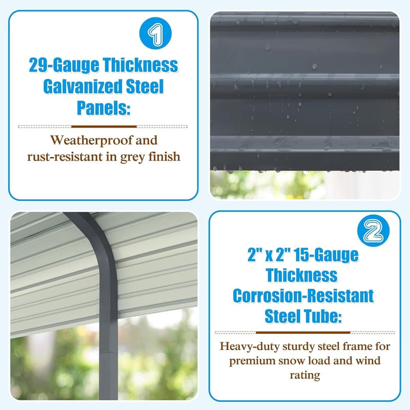 [20X20FT] Alora Extra Large Premium Heavy-Duty Outdoor Metal Carport Shelter (SAK97425)