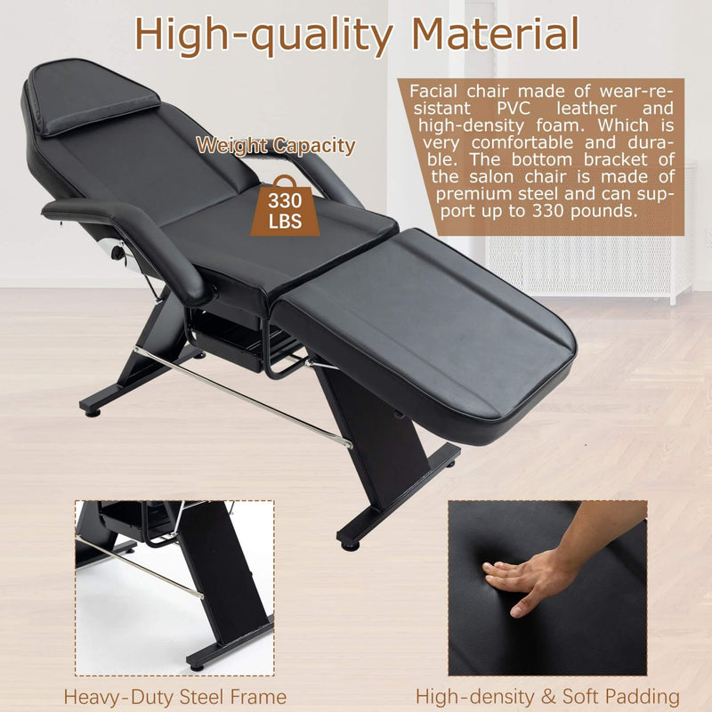 Multi-Purpose 3-Section Adjustable Massage Tattoo Chair With Stool (SAK35617)