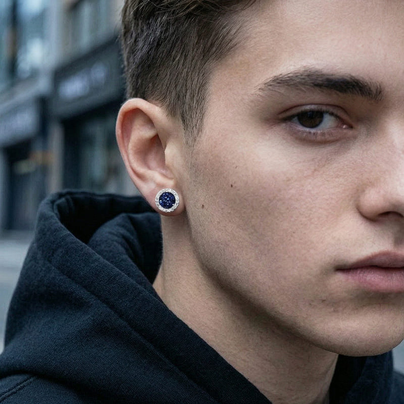 Multicolor Crystal Cluster Magnetic Round Halo Stud Earrings for Men Women, 6mm Round Crystal Inlaid Magnetic Earrings Non-Piercing Clip On Stud Earring