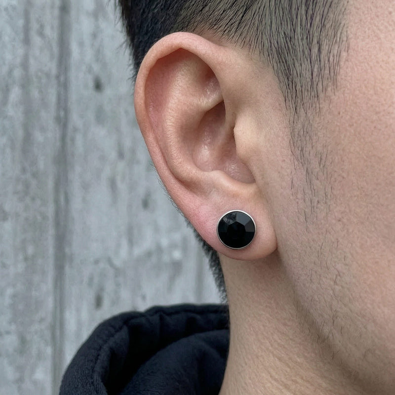 Multicolor Stainless Steel Magnetic Round Stud Earrings for Men Women, 6mm Round CZ Inlaid Magnetic Earrings Non-Piercing Clip On Stud Earring