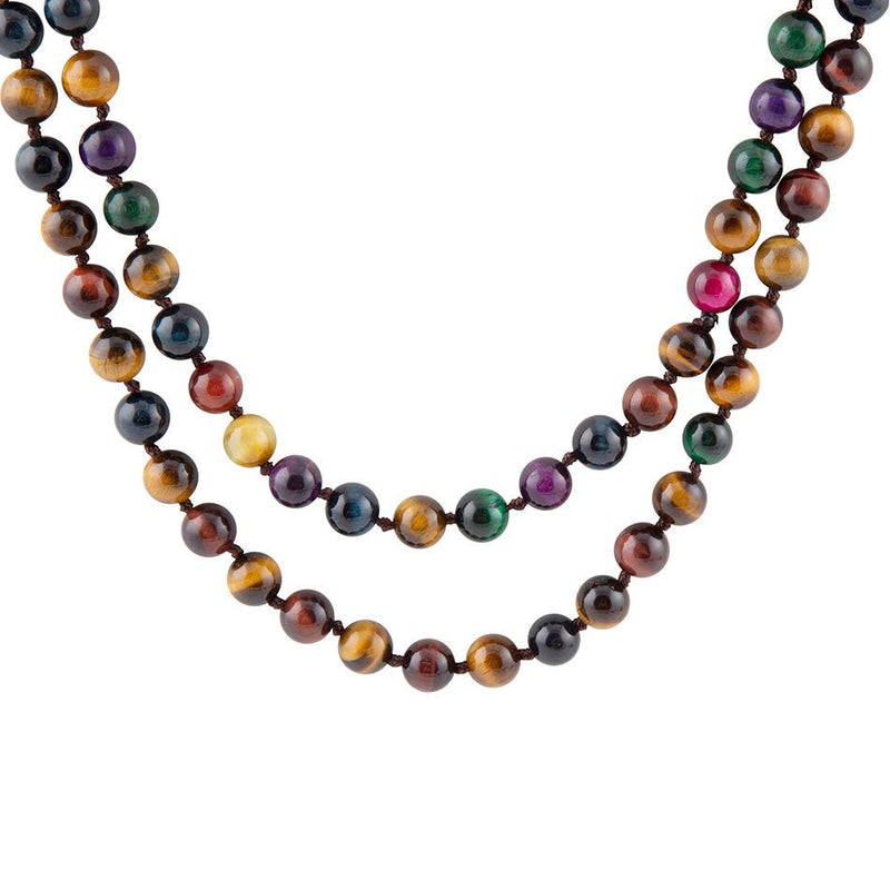 Multicolor Tiger's Eye Knoted Necklace