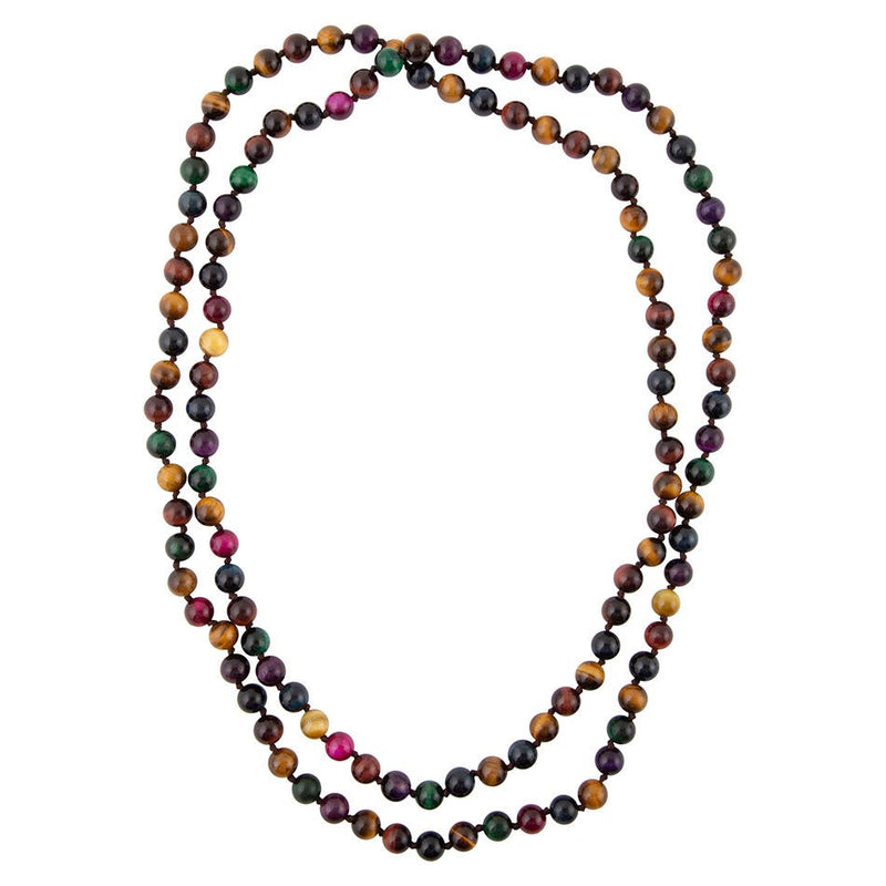 Multicolor Tiger's Eye Knoted Necklace