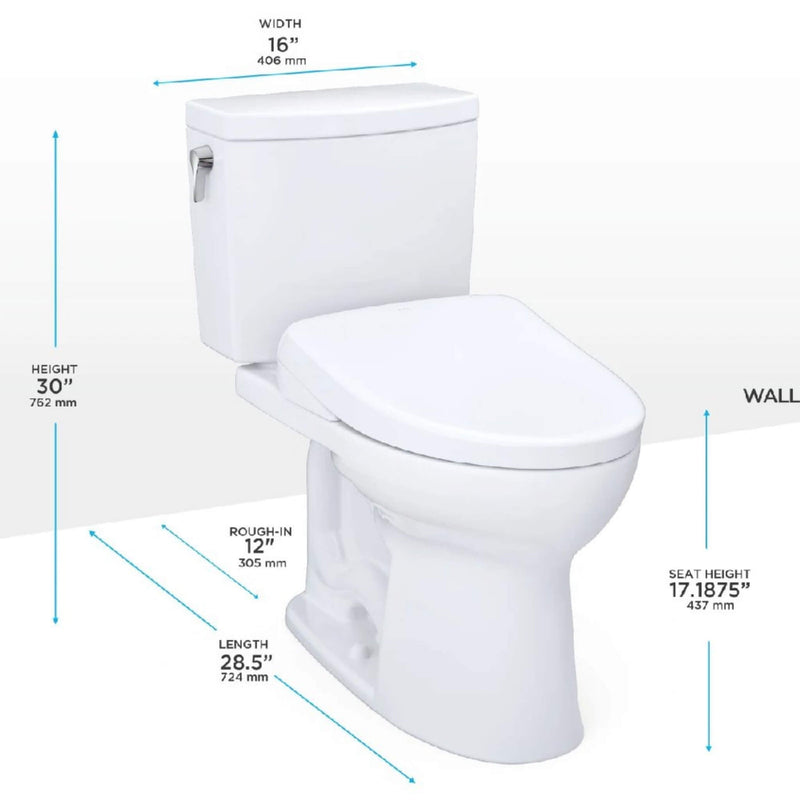 [MW4544726CUFG#01] TOTO Drake II 1 GPF Elongated Chair Height Toilet With Washlet S7A Bidet Seat (SAK53152)
