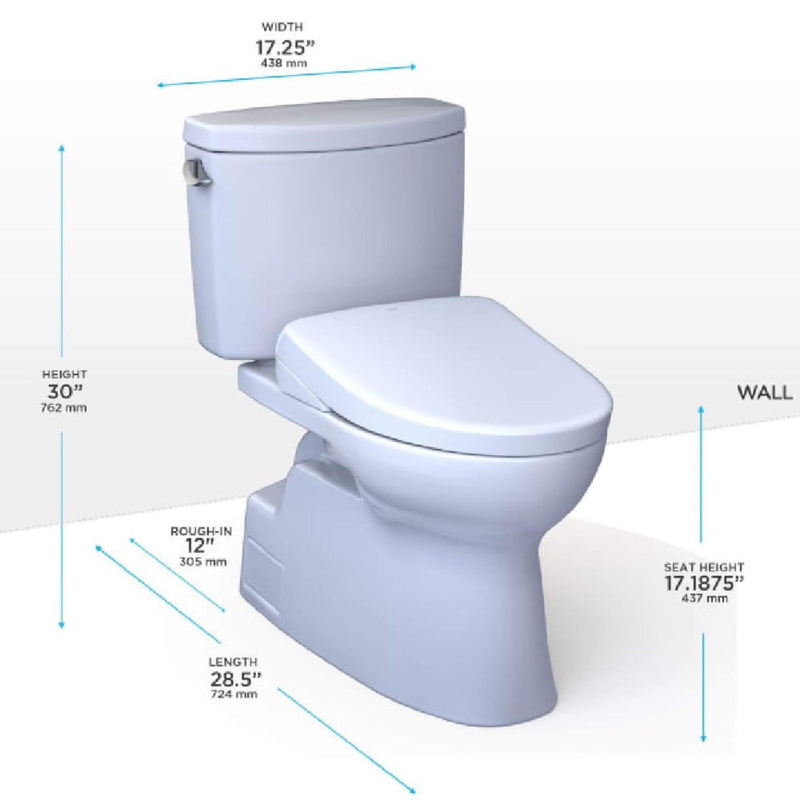 [MW4744736CEFG#01] TOTO Vespin II 1.28 GPF Chair Height Elongated Toilet With Washlet+ S7A Auto Open Bidet Seat (SAK78104)