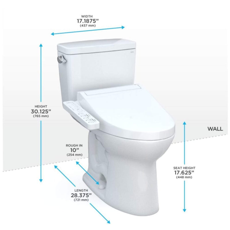 [MW7763074CSFG.10#01] TOTO Drake Washlet C2 With 1.6 GPF Universal Height Bidet Toilet With Left Hand Lever (SAK75918)