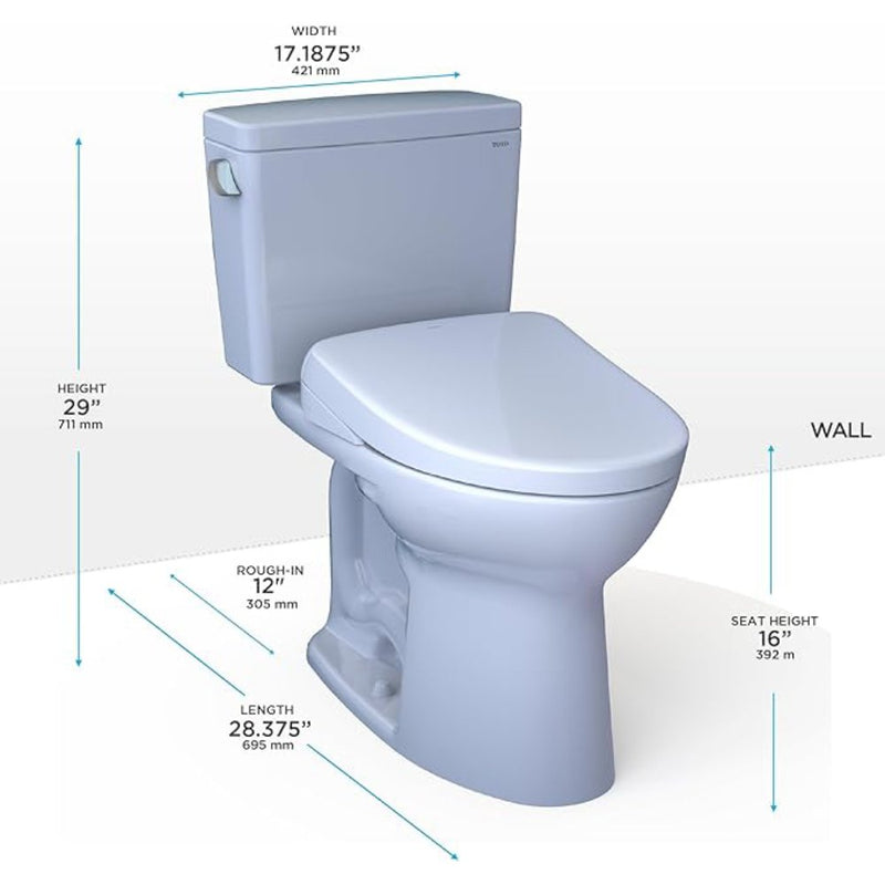 [MW7764726CEGA#01] TOTO Drake Washlet S7 Bidet Seat With 1.28 GPF Elongated Toilet (SAK40628)