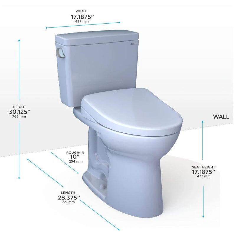 [MW7764736CEFGA.10#01] TOTO Drake Washlet S7A With 1.28 GPF Universal Height 10" Rough In Elongated Bidet Toilet (SAK35691)
