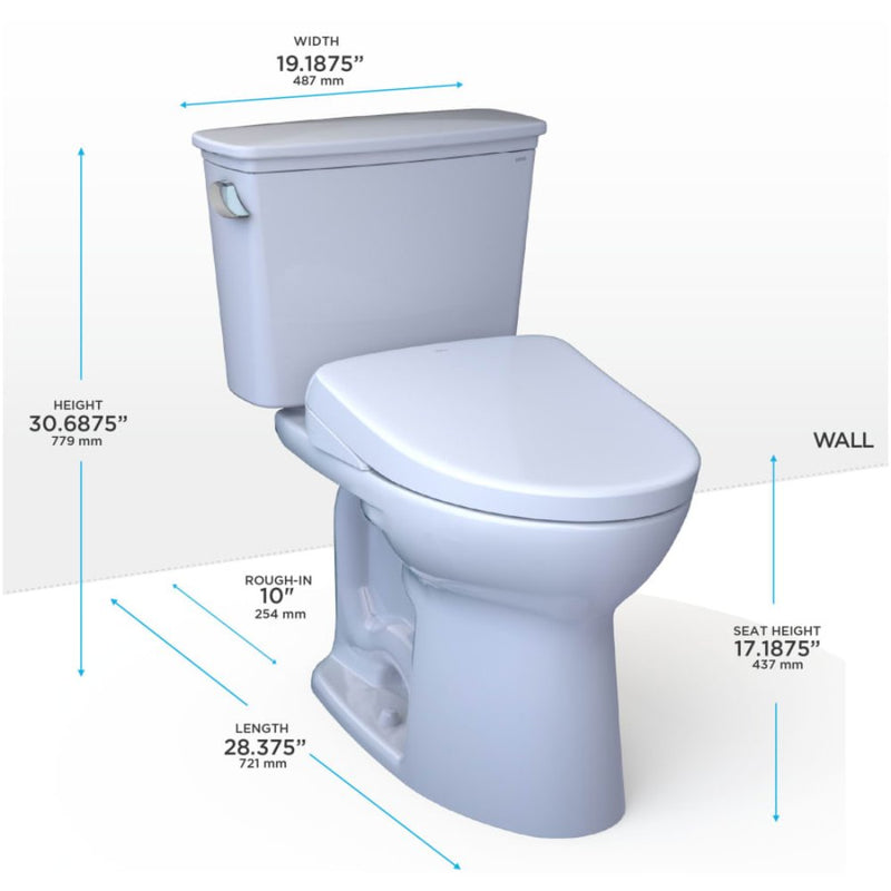 [MW7864726CEFG.10#01] TOTO Drake Elongated Chair Height Transitional Toilet With S7 Bidet Seat And 10" Rough In (SAK95631)