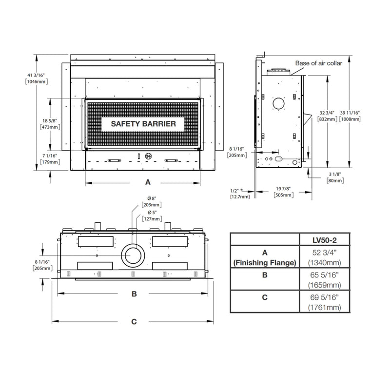 Napoleon Vector 50 Single-Sided Direct Vent Electronic Natural Gas Fireplace With Night Light System, 65" [LV50N-2] (SAK29481)