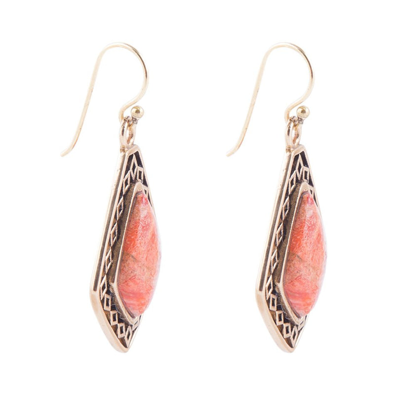 Native Vibe Orange Sponge Coral Arrow Earrings